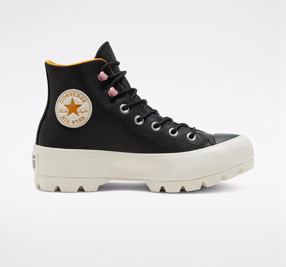 Dámské Vysoké Converse Chuck Taylor All Star Lugged Zimní Černé Žluté | 846357NDT