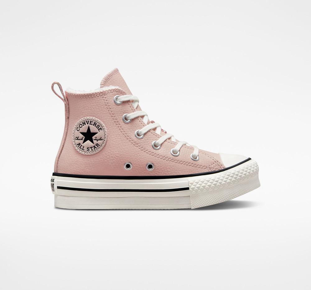 Dívčí Vysoké Converse Chuck Taylor All Star Eva Lift Platformy Podšité Læder Little Kids Růžové Bílé | 867235BVK