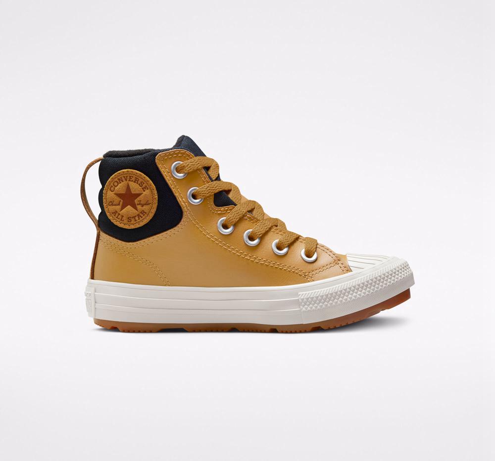 Dívčí Vysoké Converse Læder Chuck Taylor All Star Berkshire Boot Color Little Kids Hnědé Černé | 930546MIH