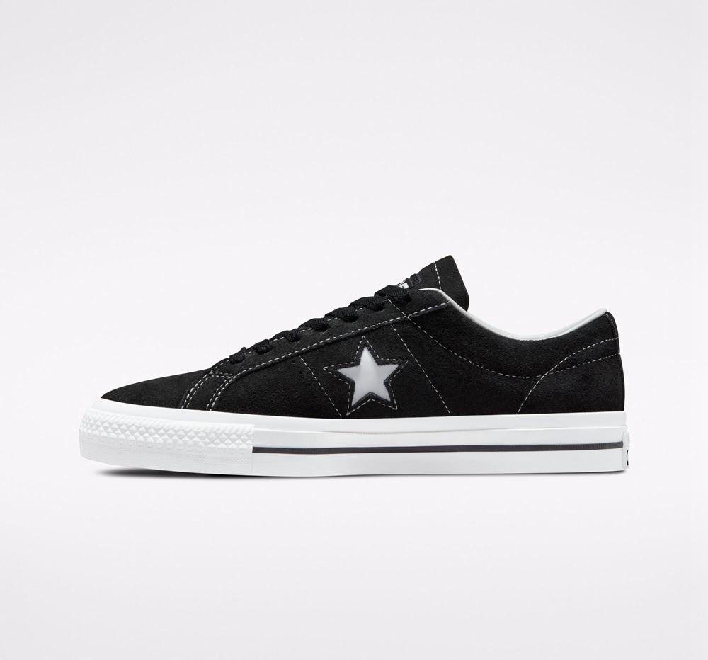 Dámské Nízké Converse Cons One Star Pro Semišové Skate Černé Černé Bílé | 623095WXR