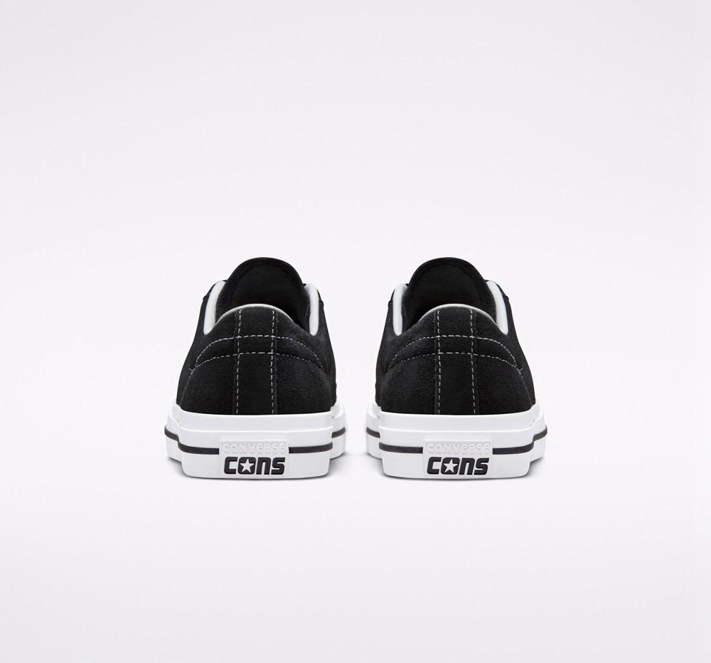 Dámské Nízké Converse Cons One Star Pro Semišové Skate Černé Černé Bílé | 623095WXR